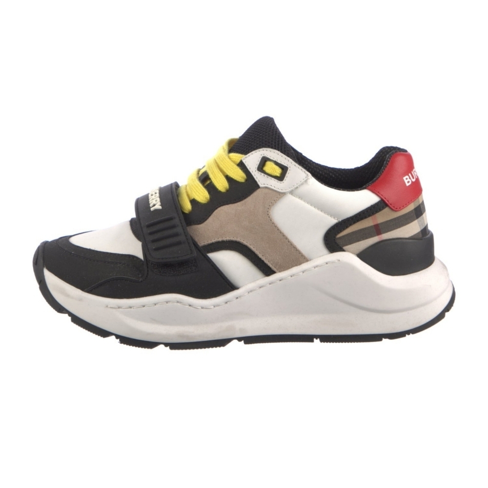 Unisex Burberry White & Yellow Leather Sneaker - Picture 2 of 9